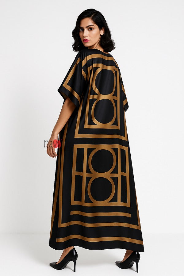 Noir Mosaic Kaftan with Scarf