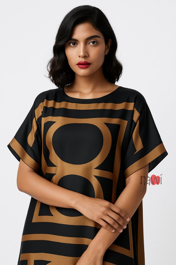 Noir Mosaic Kaftan with Scarf