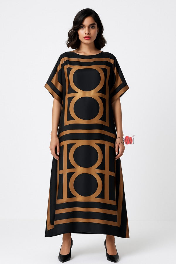 Noir Mosaic Kaftan with Scarf