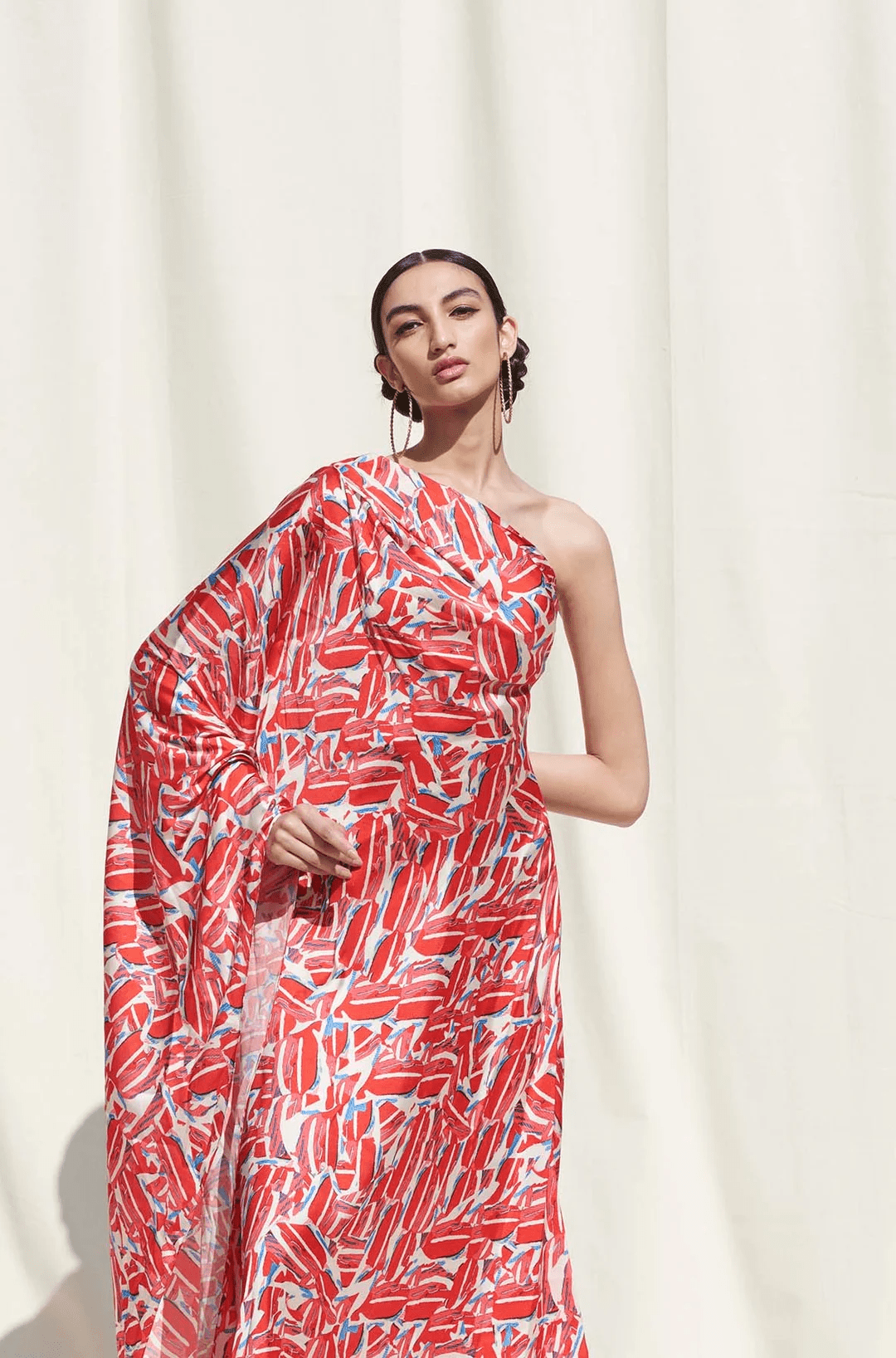 Rosette Satin Off Shoulder Kaftan Dress - Navvi.in