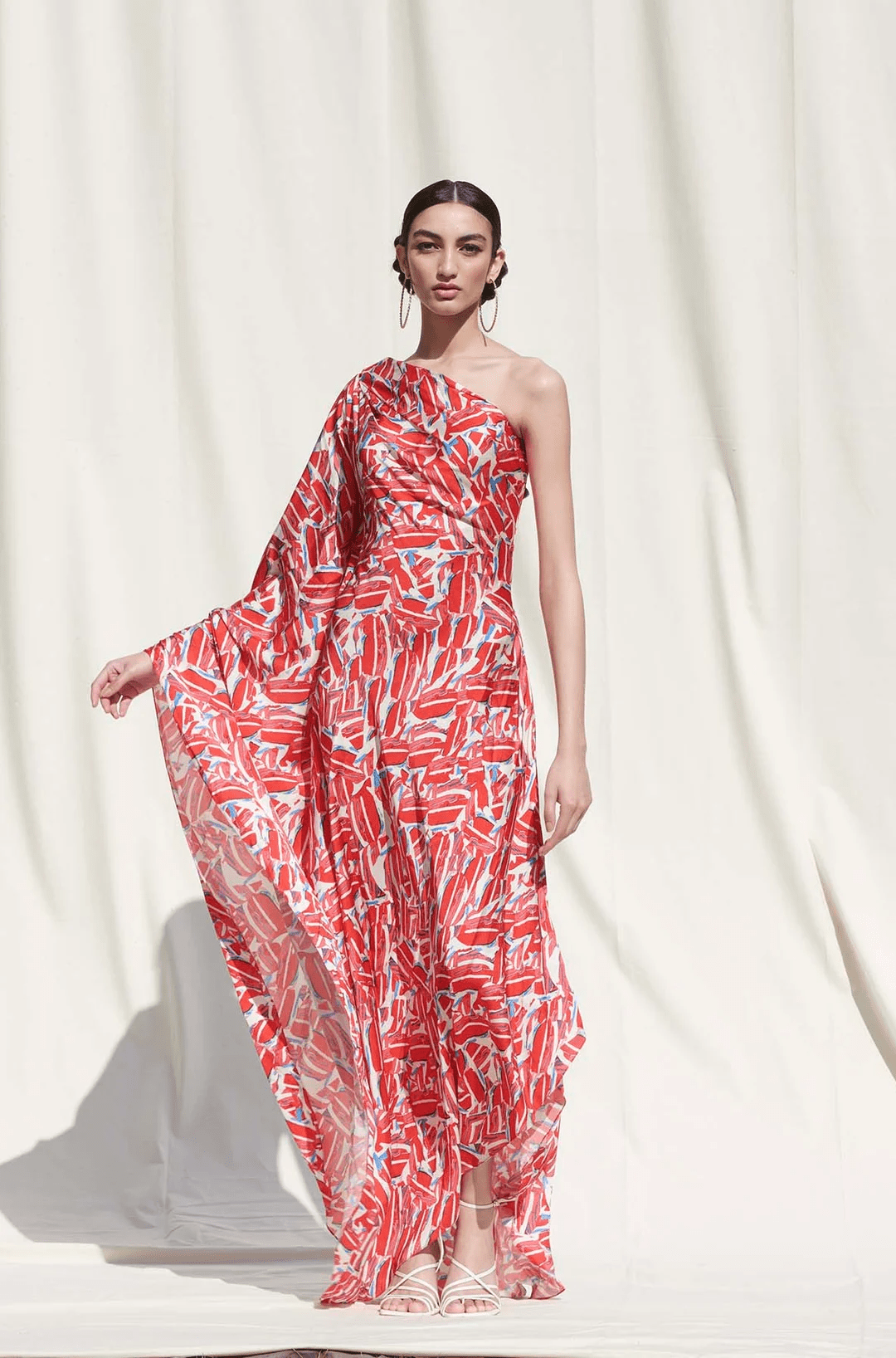Rosette Satin Off Shoulder Kaftan Dress - Navvi.in