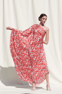 Rosette Satin Off Shoulder Kaftan Dress - Navvi.in