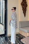 Trendy Ruffle Top & Wide-Leg Pants Co-ord Set