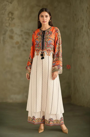 Festive Orange Designer Kurta Set