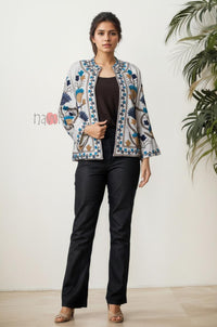 Boho Embroidered Pure Linen Shrug Jacket