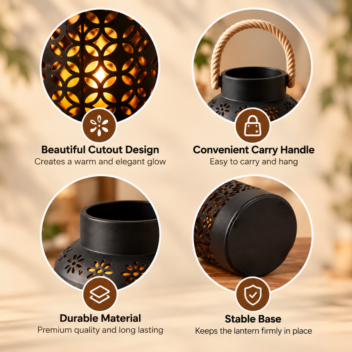 Floral Cutout Lantern Candlelight Decoration