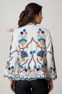 Boho Embroidered Pure Linen Shrug Jacket