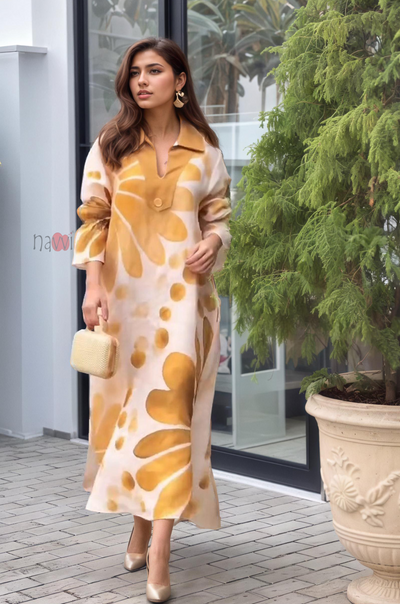 Bold Blush Abstract Print Statement Dress