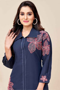 Russian Silk Embroidered Co - ord Set - Navvi.in