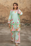 Mint & Pink Tropical Floral Print Kurta Set