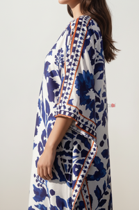 Indigo Floral Print Straight Kurta Dress