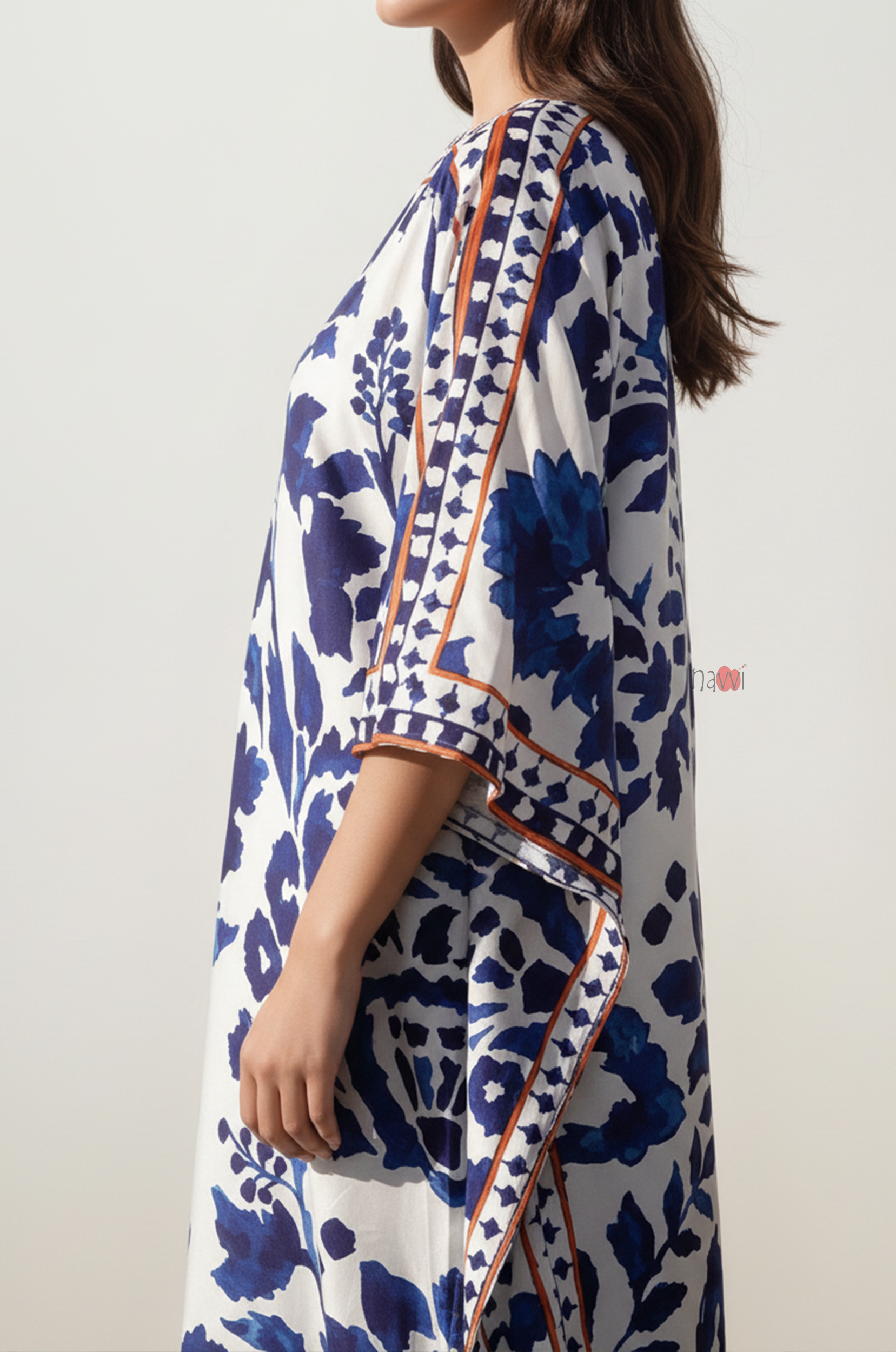 Indigo Floral Print Straight Kurta Dress