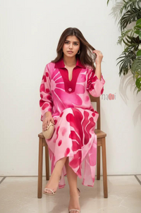 Bold Blush Abstract Print Statement Dress
