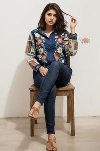 Midnight Bloom Floral Printed Shirt Top