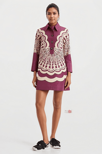 Scallop Bloom Shirt Dress - Navvi.in