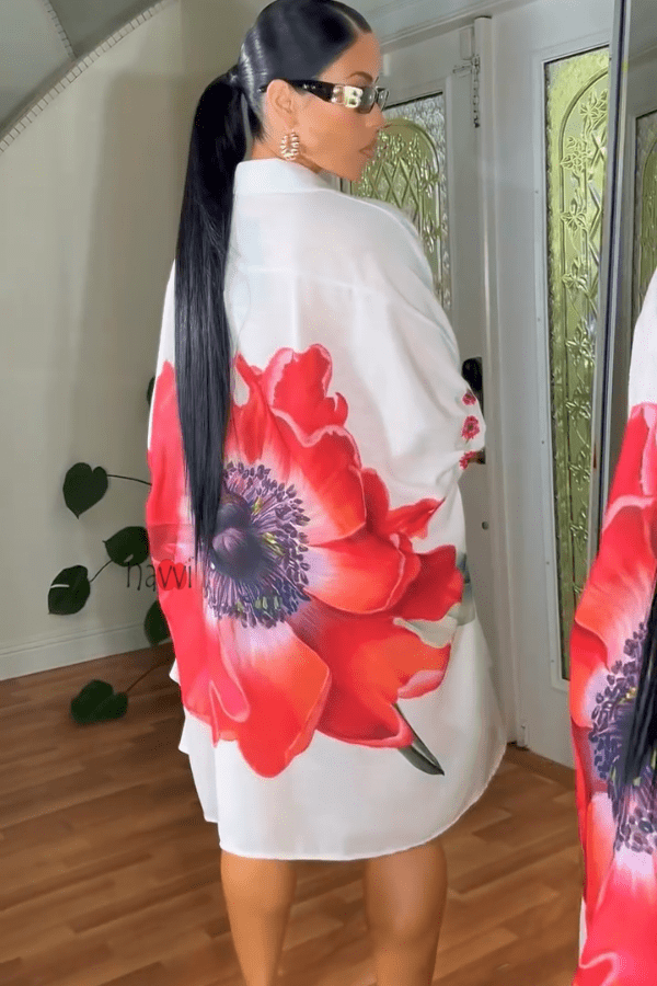 Scarlet Bloom Shirt Dress - Navvi.in