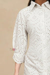 Sky Bloom Schiffli Shirt Dress - Navvi.in