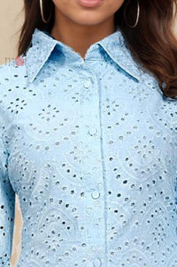 Sky Bloom Schiffli Shirt Dress - Navvi.in