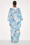 Sky Blue V - Neck Kaftan Dress - Navvi.in