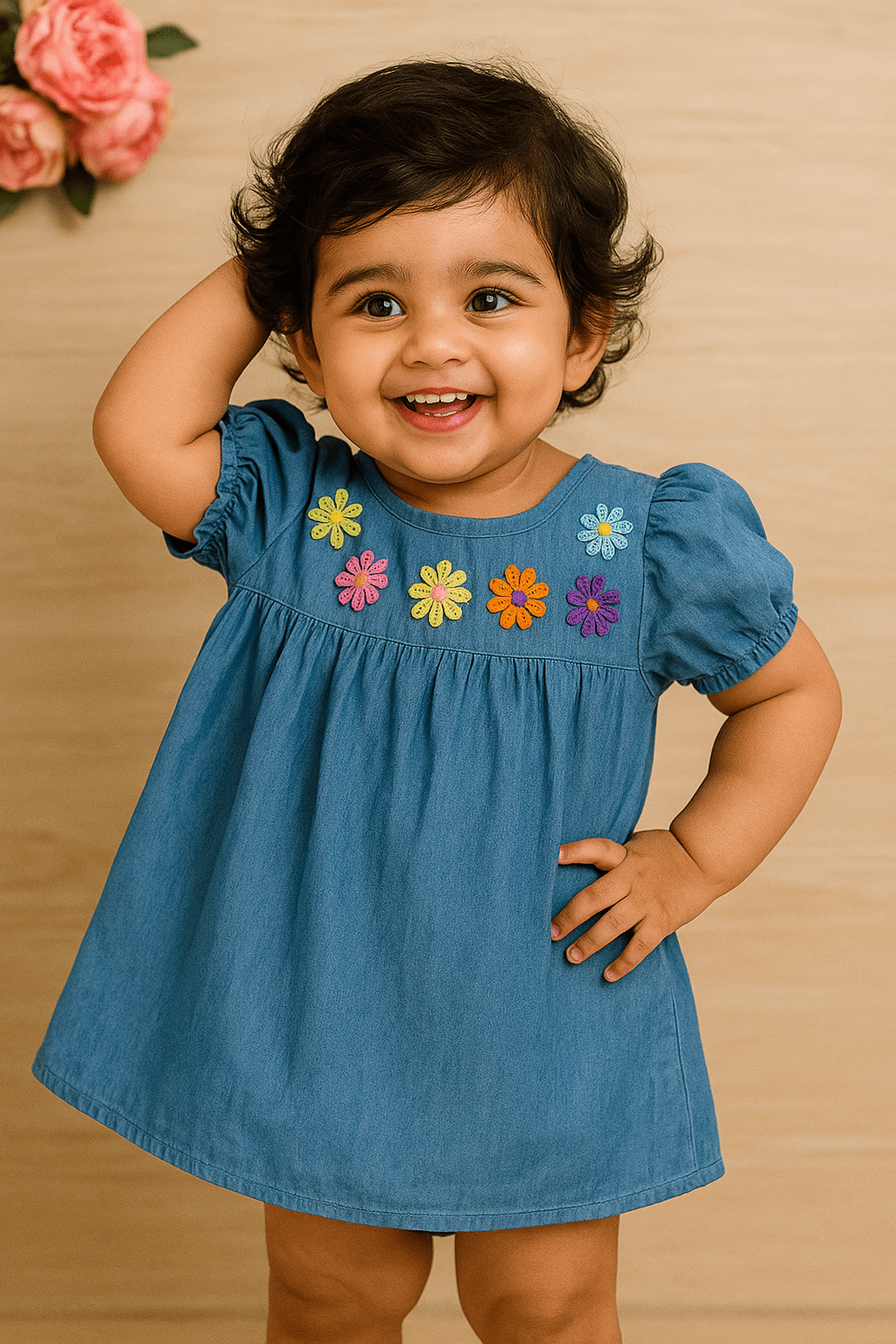 Soft Denim Style Summer Dress - Navvi.in