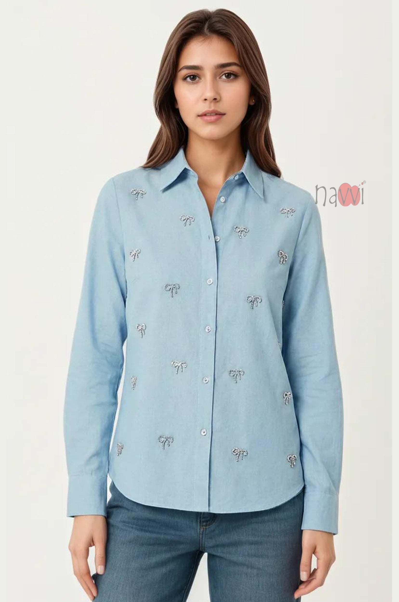 Blue Whisper Embellished Shirt