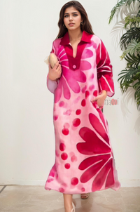 Bold Blush Abstract Print Statement Dress