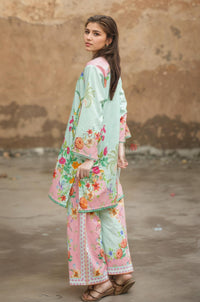 Mint & Pink Tropical Floral Print Kurta Set