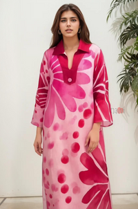 Bold Blush Abstract Print Statement Dress