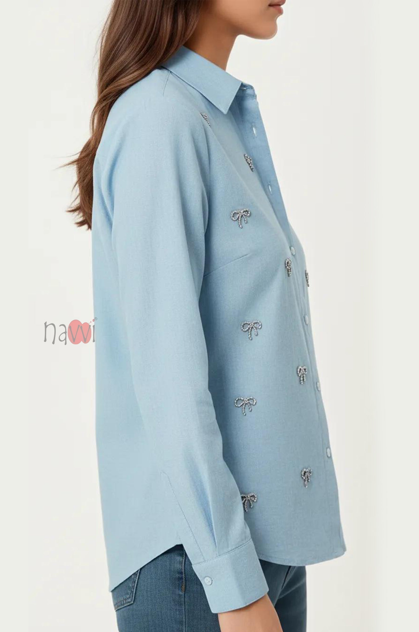 Blue Whisper Embellished Shirt