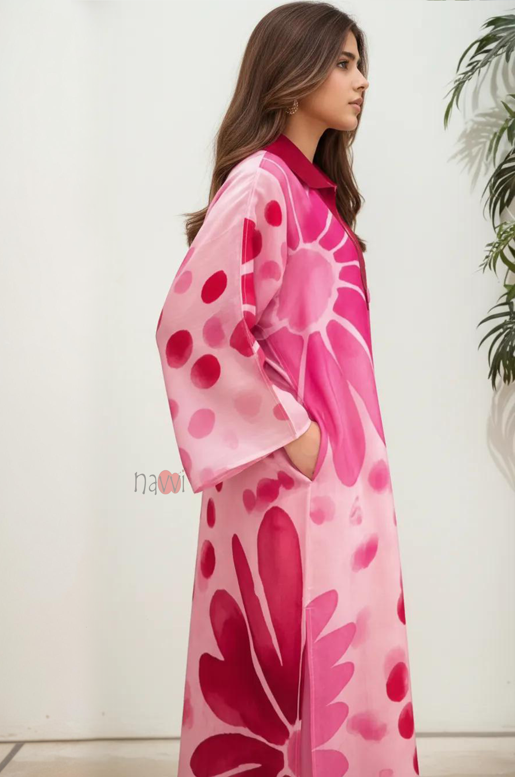 Bold Blush Abstract Print Statement Dress