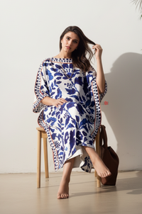 Indigo Floral Print Straight Kurta Dress