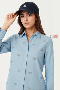 Blue Whisper Embellished Shirt