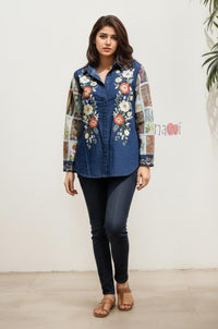 Midnight Bloom Floral Printed Shirt Top