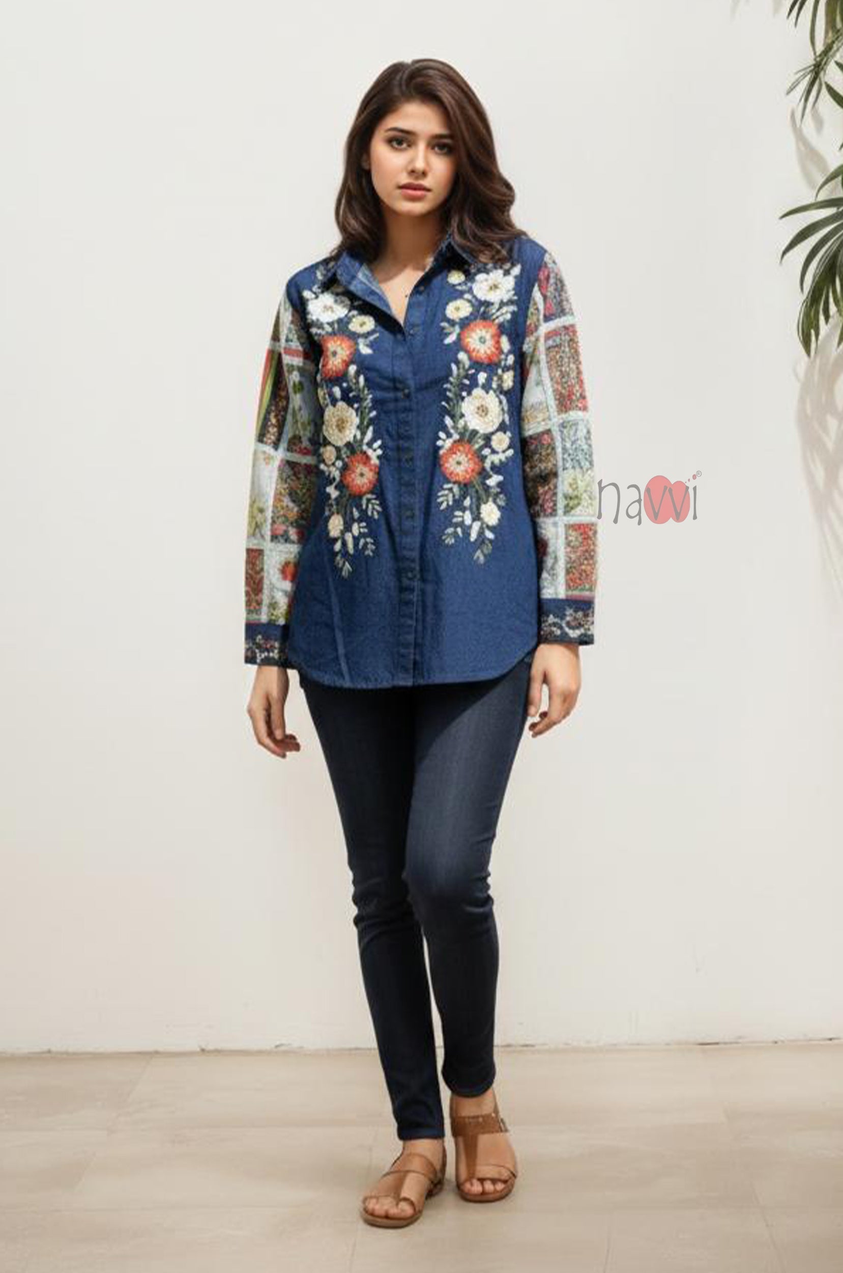 Midnight Bloom Floral Printed Shirt Top