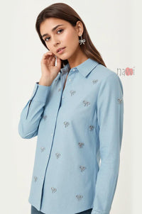 Blue Whisper Embellished Shirt