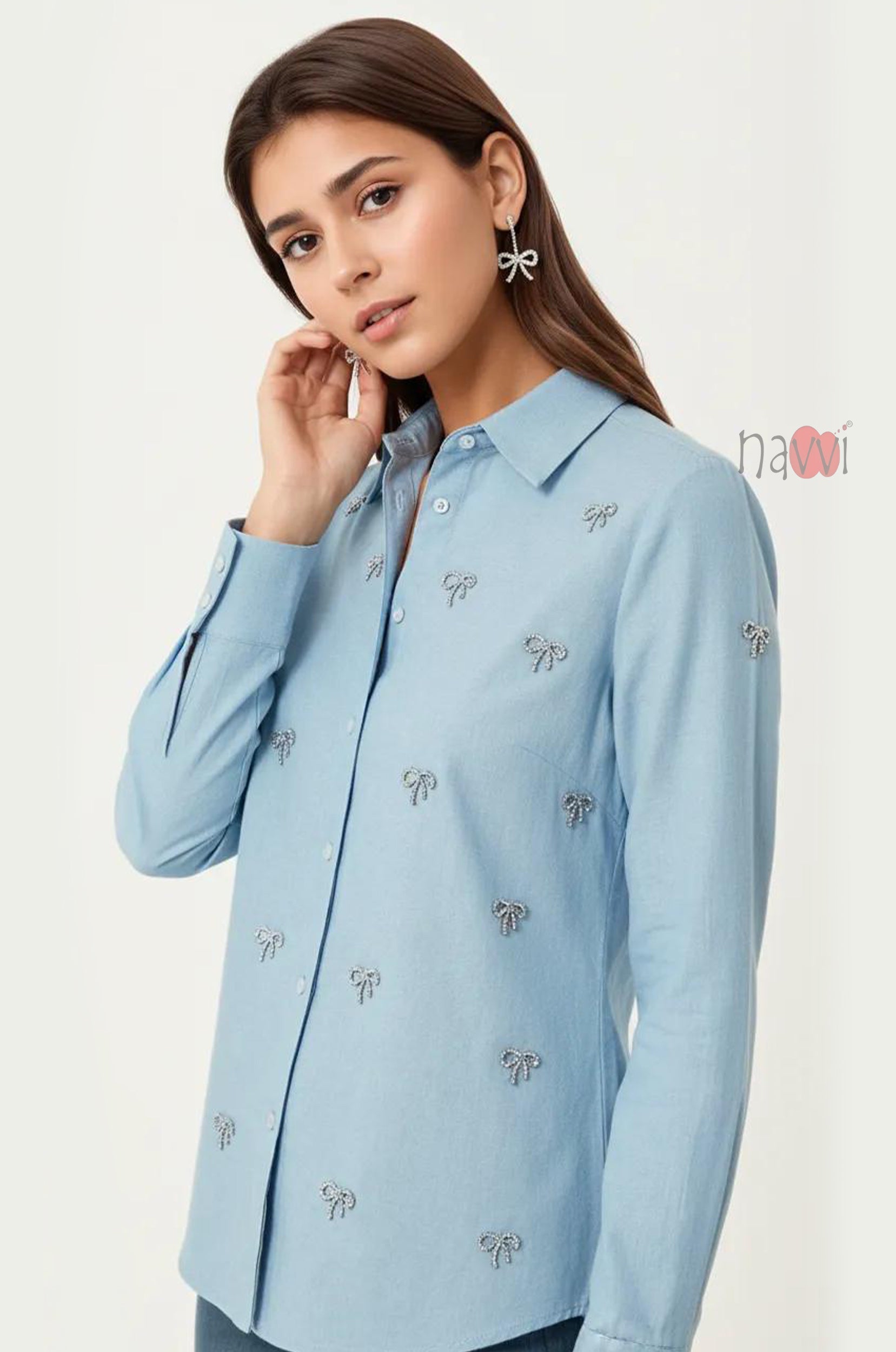 Blue Whisper Embellished Shirt