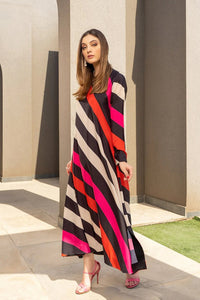 Stripes Full - Sleeves Dress - Navvi.in