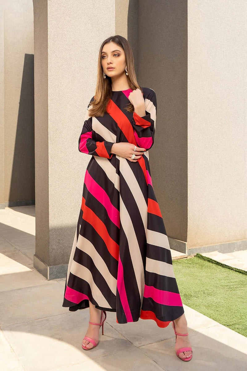 Stripes Full - Sleeves Dress - Navvi.in