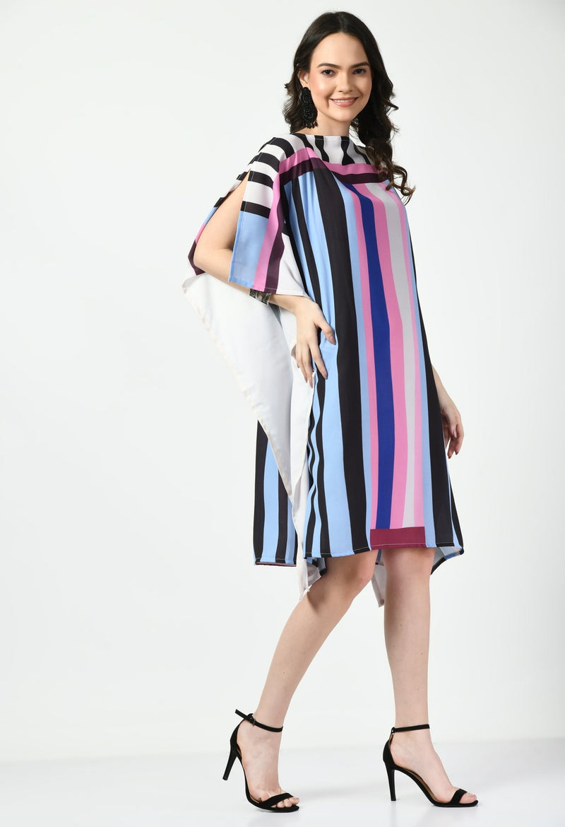 Stripes Short Kaftan Dress - Navvi.in