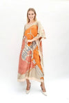 Style Orange Printed Long Kaftan Dress - Navvi.in