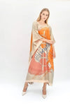 Style Orange Printed Long Kaftan Dress - Navvi.in