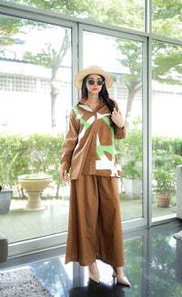 Stylish Printed Co - ord Set with Wide Pants - Navvi.in