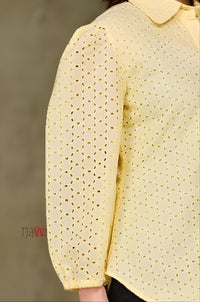Sugar Bloom Schiffli Shirt - Navvi.in