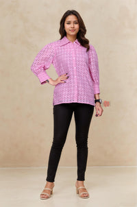Sugar Bloom Schiffli Shirt - Navvi.in