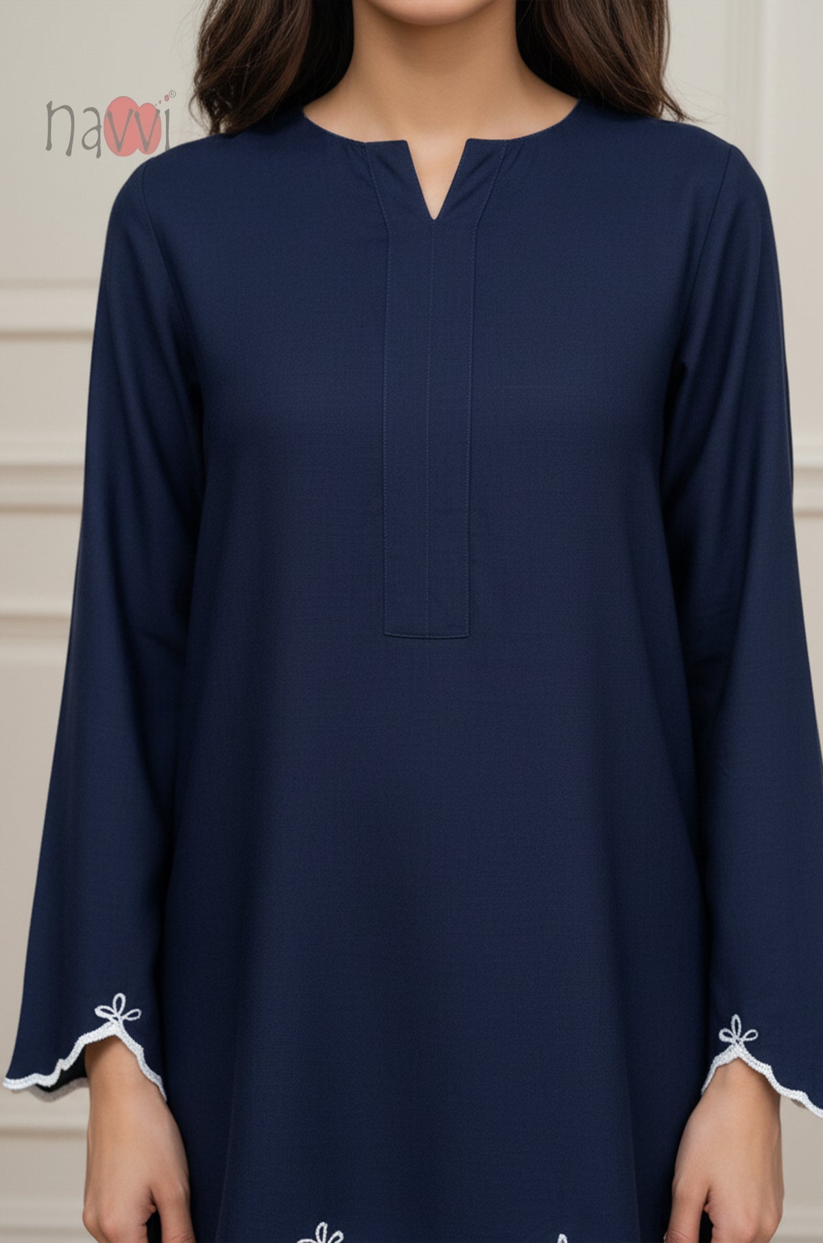 Navy Blue Embroidered Kurta Pant Set