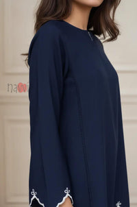 Navy Blue Embroidered Kurta Pant Set