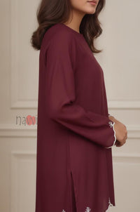 Maroon Embroidered Kurta Pant Set