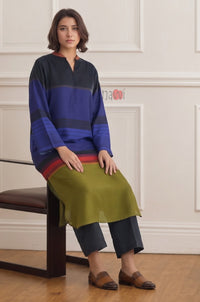 Midnight Spectrum Straight Kurta - Navvi.in