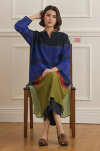 Midnight Spectrum Straight Kurta - Navvi.in