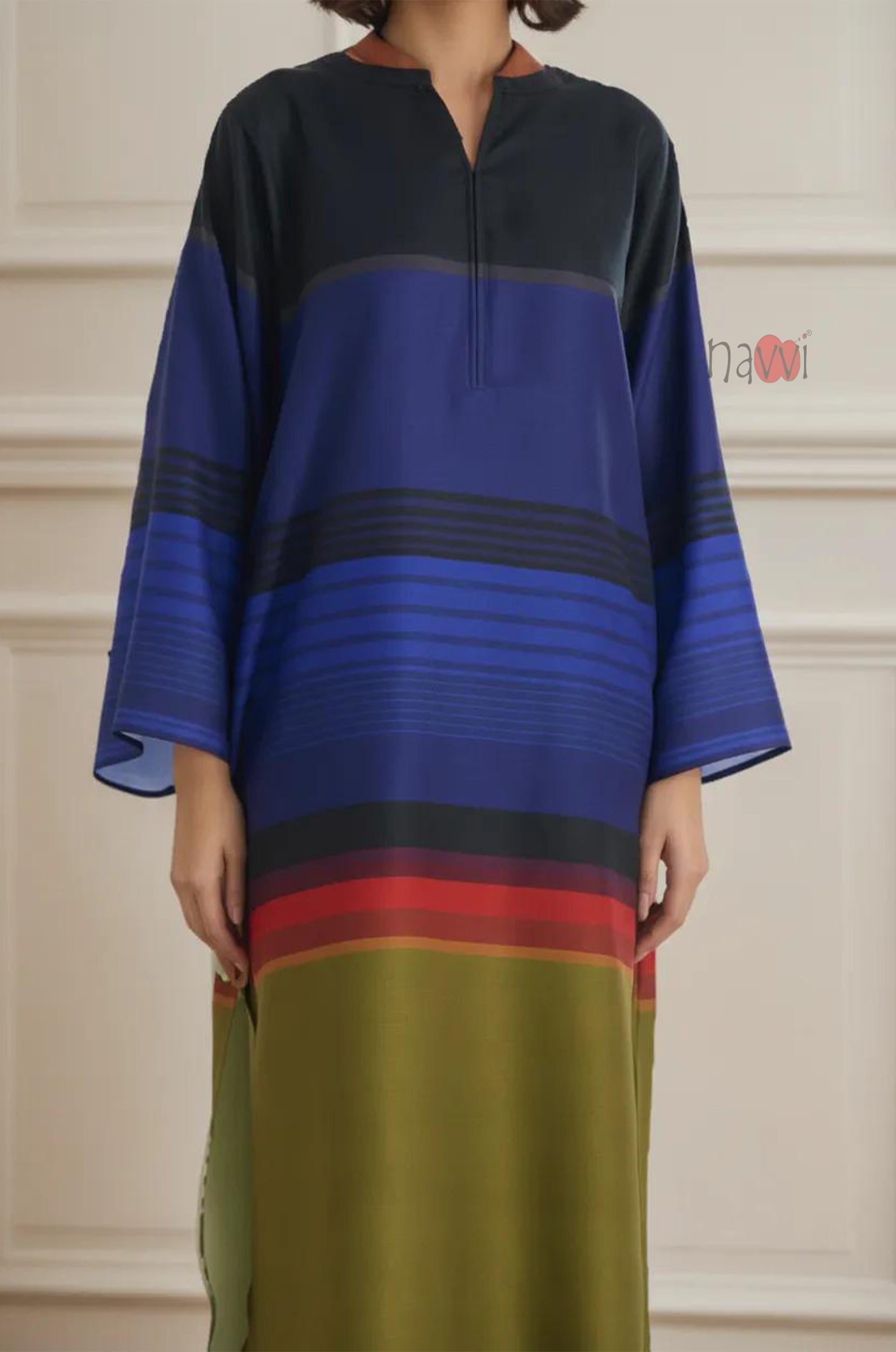 Midnight Spectrum Straight Kurta - Navvi.in
